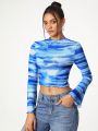 GALLERY  K Tie-Dye Lettuce Hem Long Sleeve T-Shirt