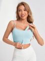 SHEIN Yoga Basic Plain Color Sports Bra With Thin Shoulder Straps