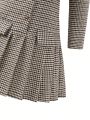 SHEIN Kids Nujoom Tween Girls Plaid Suit Jacket & Spaghetti Strap Pleated Skirt Set