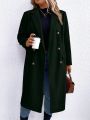 SHEIN LUNE Women's Plus Size Sharp Lapel Double Breasted Coat