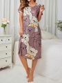 Cartoon Print Short Sleeve Sleep Dress