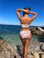 SHEIN Swim Mod Cherry Print Knot Front Bandeau Bikini Swimsuit