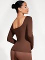SHEIN BASICS Solid Color Slim Fit Long Sleeve T-Shirt