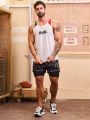 Running Men'S Mesh Athletic Tank Top With Letter Pattern