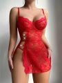 Women'S Sexy Lingerie Set (Underwire Slip Dress, Thong) Valentine'S Day Edition