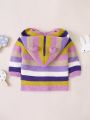 Infant Girls' Striped Hooded Cardigan With Buttons