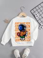 Young Boy Slogan & Astronaut Print Pullover