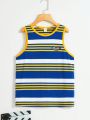 SHEIN Kids EVRYDAY Boys' Striped Knit Vest Slim Fit Casual Tank Top