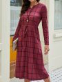 EMERY ROSE Ladies' Plaid Belted A-line Dress