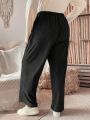 Plus Size Textured Pants With Knotted Waist