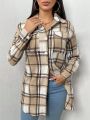 SHEIN SXY Women's Plaid Drop Shoulder Coat