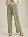 SHEIN Mulvari Solid Wide Leg Sweatpants