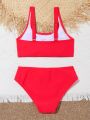 Girls Plain Bikini Swimsuit