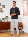 Men Contrast Side Seam Pajama Pants