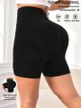 Yoga Basic Plus Size Women's Solid Color Sports Shorts