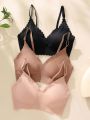 3pcs/Set Seamless Solid Color Bra