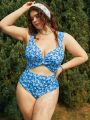 SHEIN Swim Mod Plus Size Women's One Piece Swimsuit With Floral Print