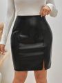 SHEIN Frenchy Women's Plus Size Pleated Split Skirt