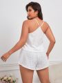 Plus Size Women'S Hollow Out Camisole Top And Shorts Pajama Set