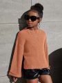 SHEIN Kids Cooltwn Tween Girl Solid Drop Shoulder Sweater