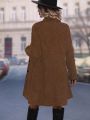 Ladies' Solid Color Woolen Coat With Single Breasted Button