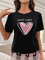 Heart & Letter Graphic Sleep Top