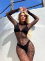 Leopard Mesh Bodystocking Without Liner