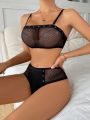 Women'S Sexy Mesh Wireless Bra And Panty Set