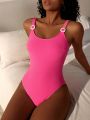 SHEIN Swim Mod Women'S Solid Color One-Piece Swimsuit