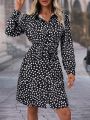 Dalmatian Print Belted Shirt Dress