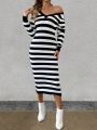 Striped Knitted Sweater Dress