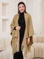 SHEIN Mulvari Women's Tassel Hem Batwing Sleeve Cape Jacket