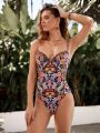 SHEIN Leisure Paisley Print One Piece Swimsuit