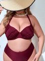 SHEIN Swim Chicsea Plus Size Women's Ruched Swimsuit Top