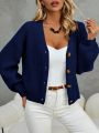 SHEIN Frenchy Drop Shoulder Button Front Cardigan