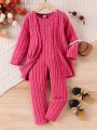 Toddler Girls' Ribbed Knit Sleeveless Jumpsuit With Cardigan Twinset