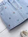 Girls' Embroidered Denim Skirt