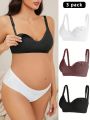 Maternity Solid Color Comfortable Camisole Bra Set (3pcs)