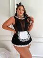 Plus Size Women'S Sexy Lace Mesh Splice Lingerie