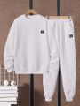 Teenage Boys' Letter Printed Sweatshirt And Long Pants Set