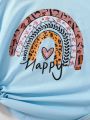 SHEIN Kids EVRYDAY Tween Girls Heart & Slogan Graphic Tee