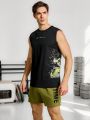 Men's Dragon Pattern Sports Tank Top