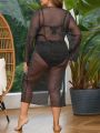 SHEIN Swim Vcay Plus Size Sheer Mesh Split Cover Up