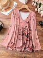 Plus Size Butterfly Printed Drop Shoulder Sleeve T-shirt