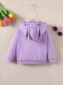 Young Girl 1pc Ditsy Floral Teddy Lined Hooded Jacket