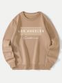 Men's Round Neck Long Sleeve Sweatshirt With Letter Print