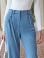 Anewsta Women'S Blue Trousers With Pockets