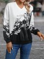 Floral Print Drop Shoulder Sweatshirt