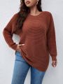 Plus Batwing Sleeve Buttoned Back Sweater