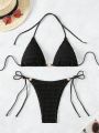 Ladies' Textured Halter Neck Bikini Set